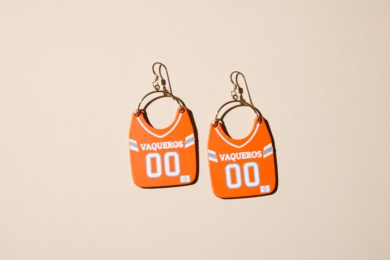 UTRGV Football Jersey Earrings - Orange
