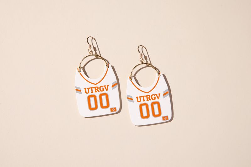 UTRGV Football Jersey Earrings - White