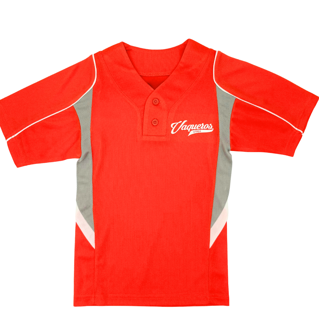 YOUTH Vaqueros Script ORANGE/GREY/ WHITE 2 Button Jersey