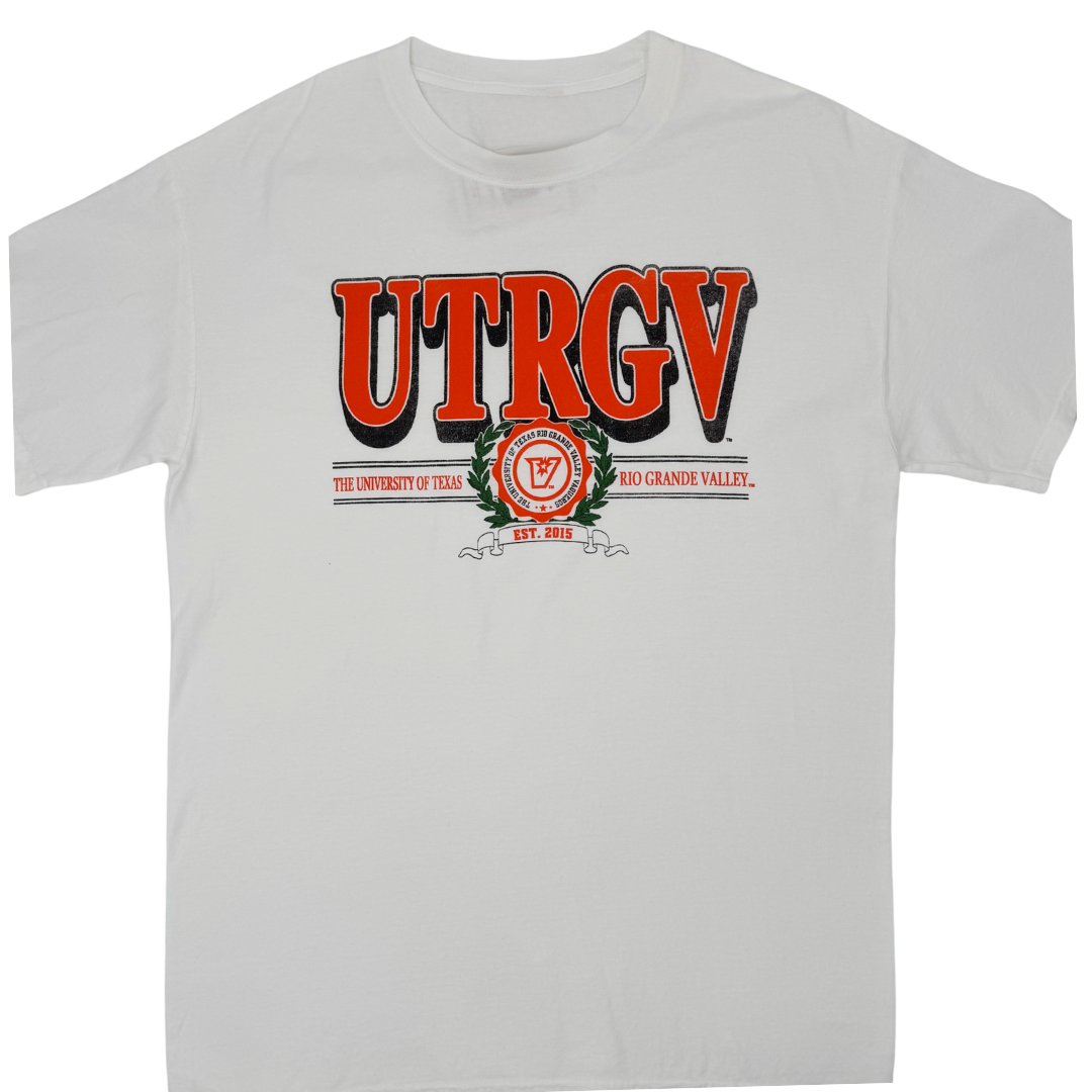 UTRGV Vintage Seal Laurel Short Sleeve - White