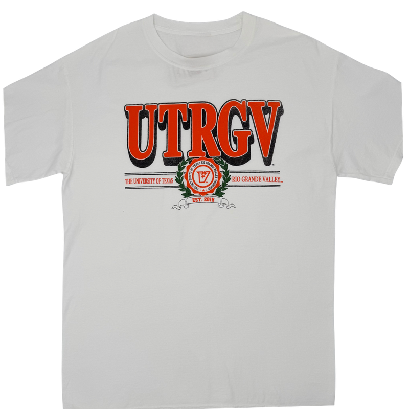 UTRGV Vintage Seal Laurel Short Sleeve - White