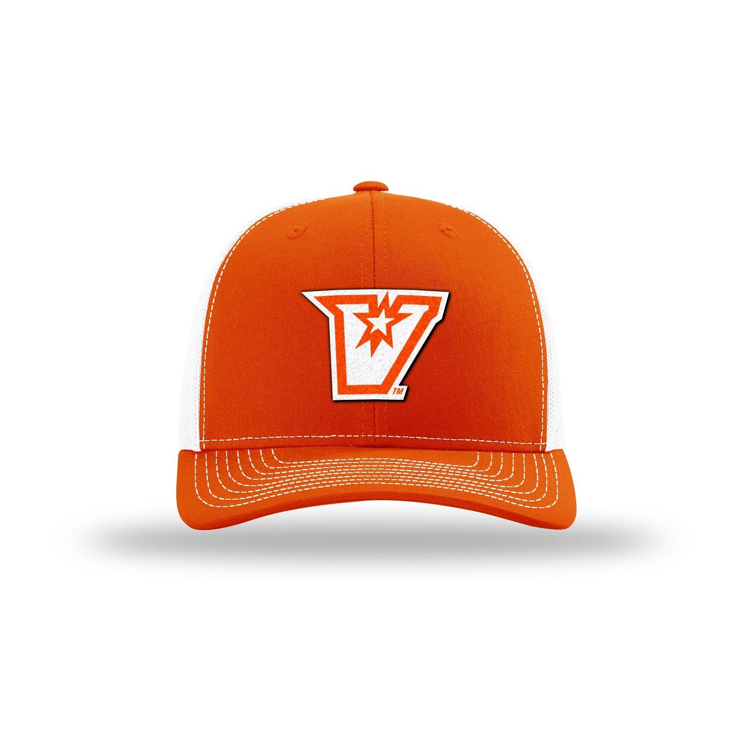 Orange &quot;V&quot; Richardson Trucker Hat - Orange/White