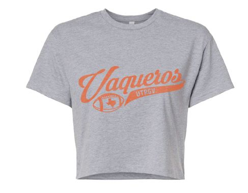 Vaqueros Football Crop Tee- Heather Grey