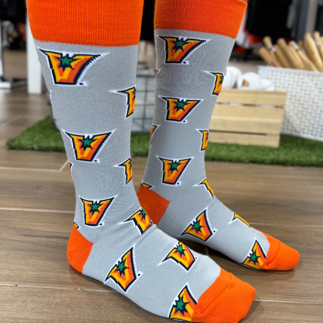 &quot;V&quot; All Over Mid Calf Dress Sock - Grey