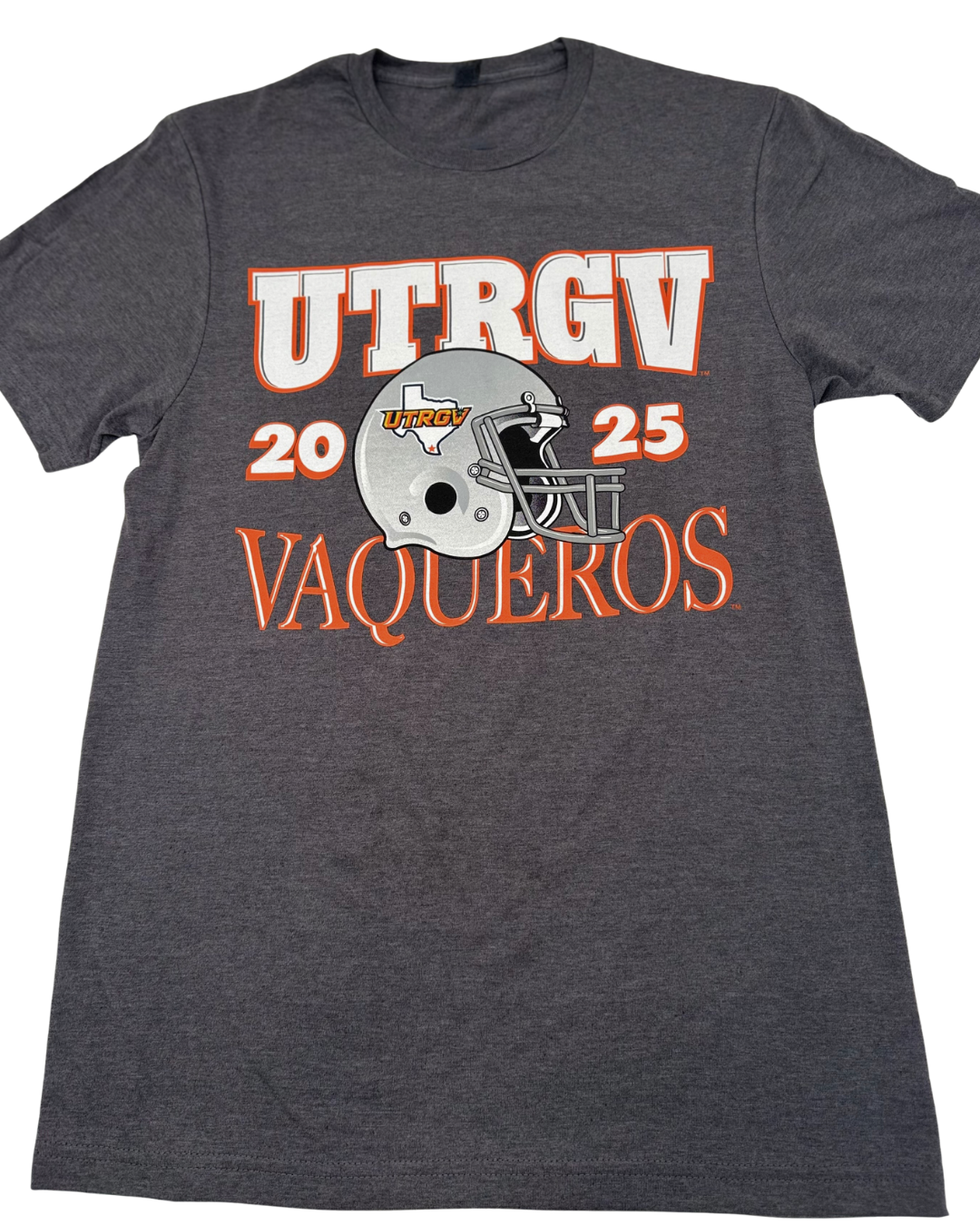 UTRGV Vaqueros 2025 Helmet T-Shirt- Dark Heather Grey
