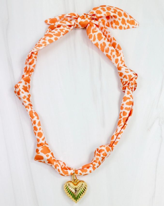 Orange Scarf Necklace Charm