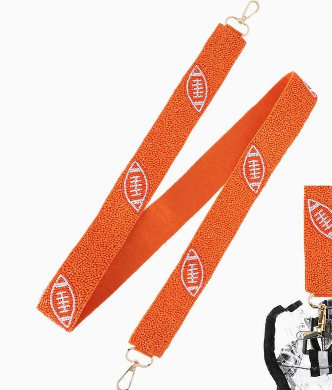 Orange Football Bead Seeded Bag Strap