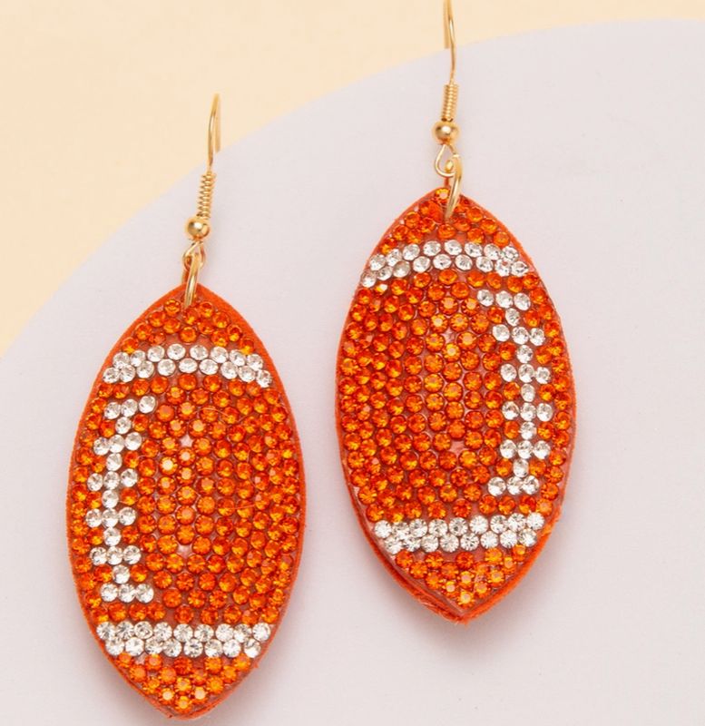Bling Football Earrings - Orange
