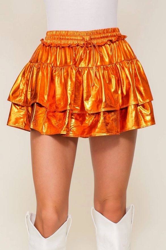 Orange Foil Game Day Skort