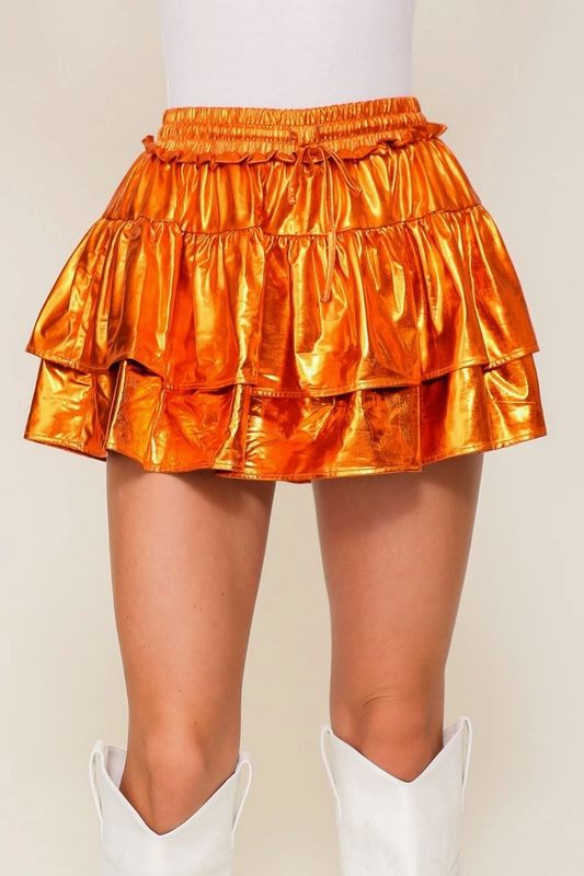 Orange Foil Game Day Skort