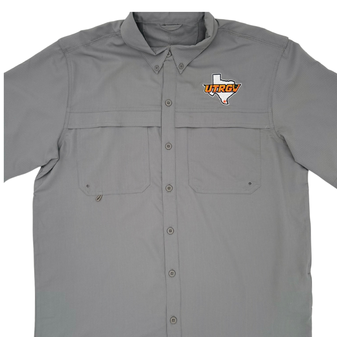 MEN&#39;S UTRGV/TX Fishing Shirt - Charcoal Grey
