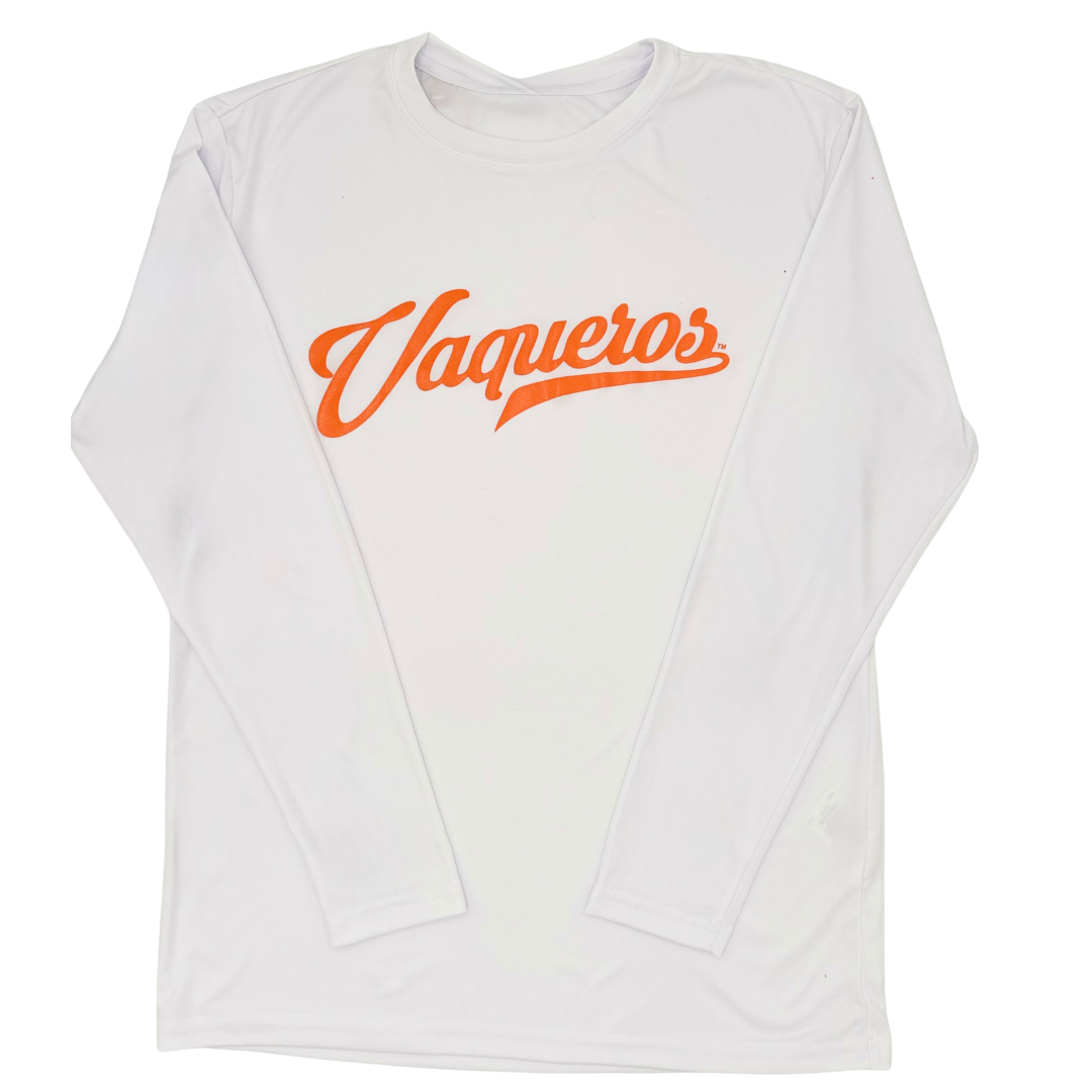 Vaqueros Script Dri Fit  Long Sleeve - White