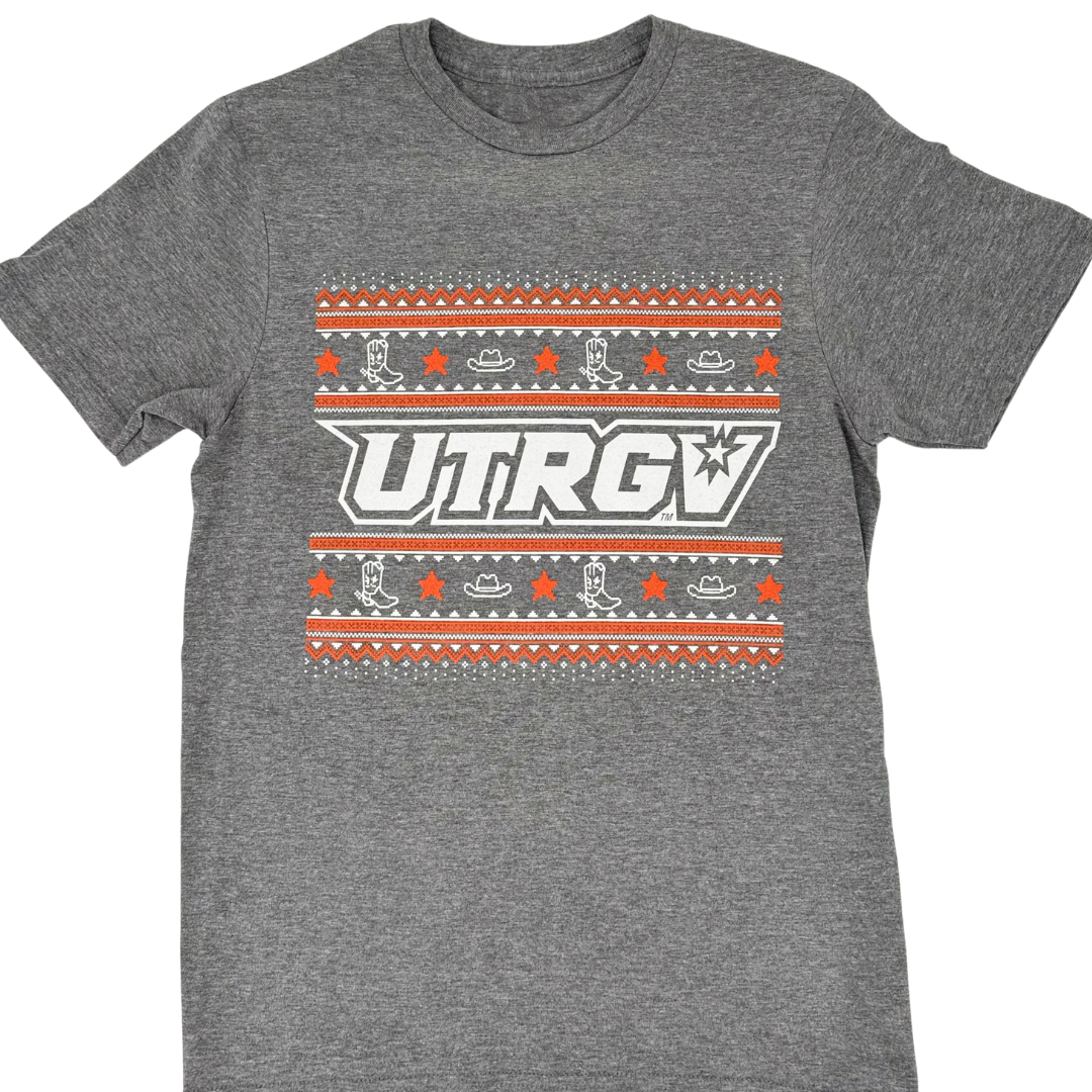 UTRGV Christmas Sweater T-Shirt - Heather Grey
