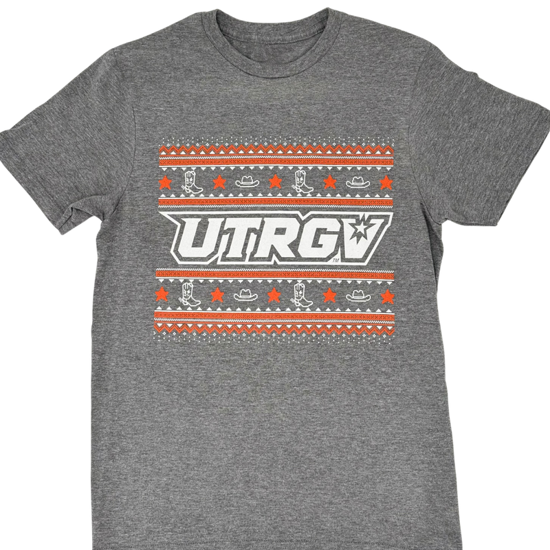 UTRGV Christmas Sweater T-Shirt - Heather Grey
