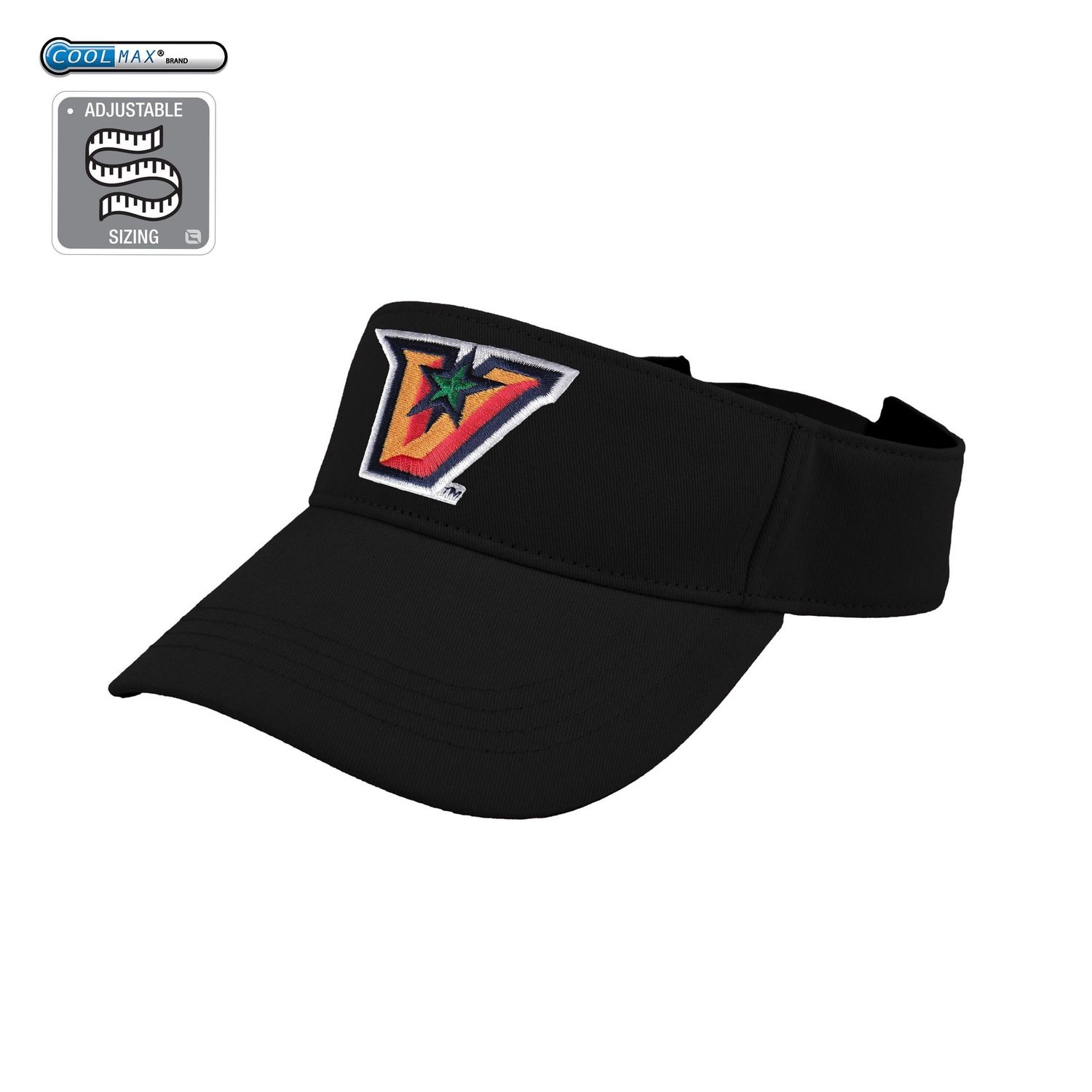 &quot;V&quot; Washed Cotton Visor - BLACK