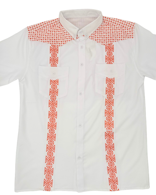 White Guayabetta w/ Orange Sub Panel