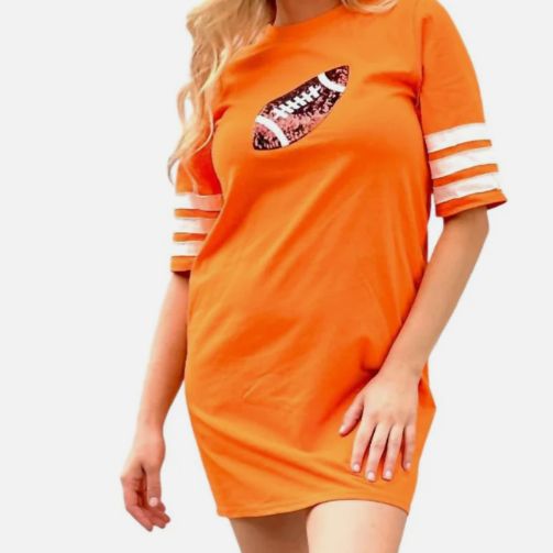 Sequin Football Patch Game Day Knit Dress