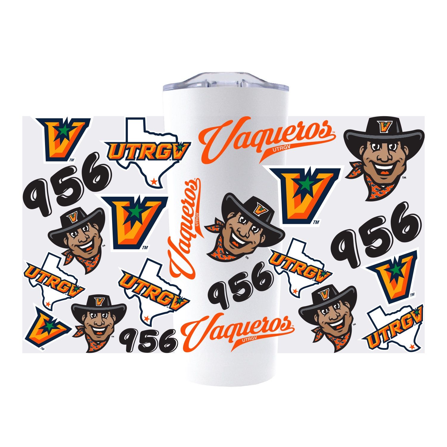 22 oz UTRGV Collage Tumbler - White