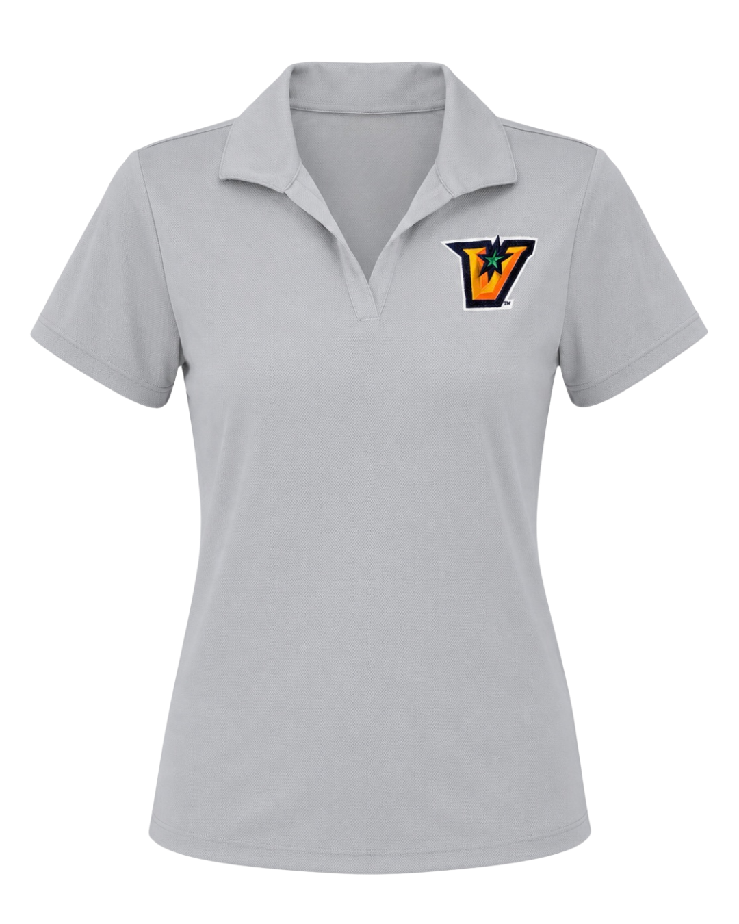 Ladies "V" V-Neck  Polo - Silver
