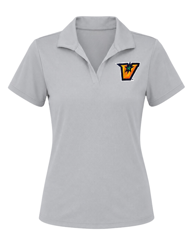 Ladies "V" V-Neck  Polo - Silver