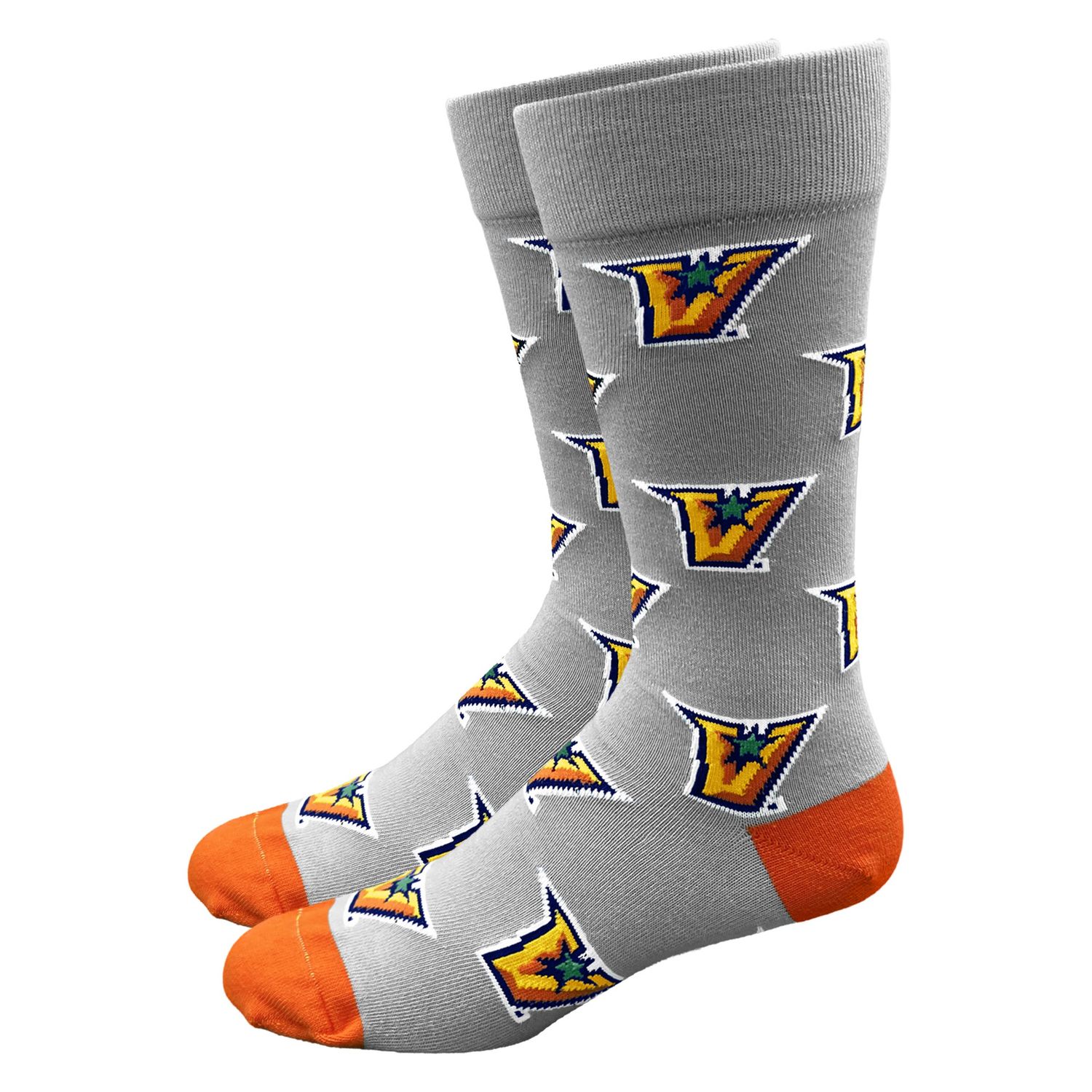"V" All Over Mid Calf Dress Sock - Grey