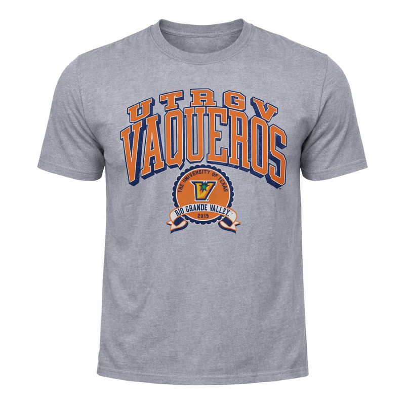 UTRGV Vaqueros Seal Ringspun T-Shirt-Steel Grey