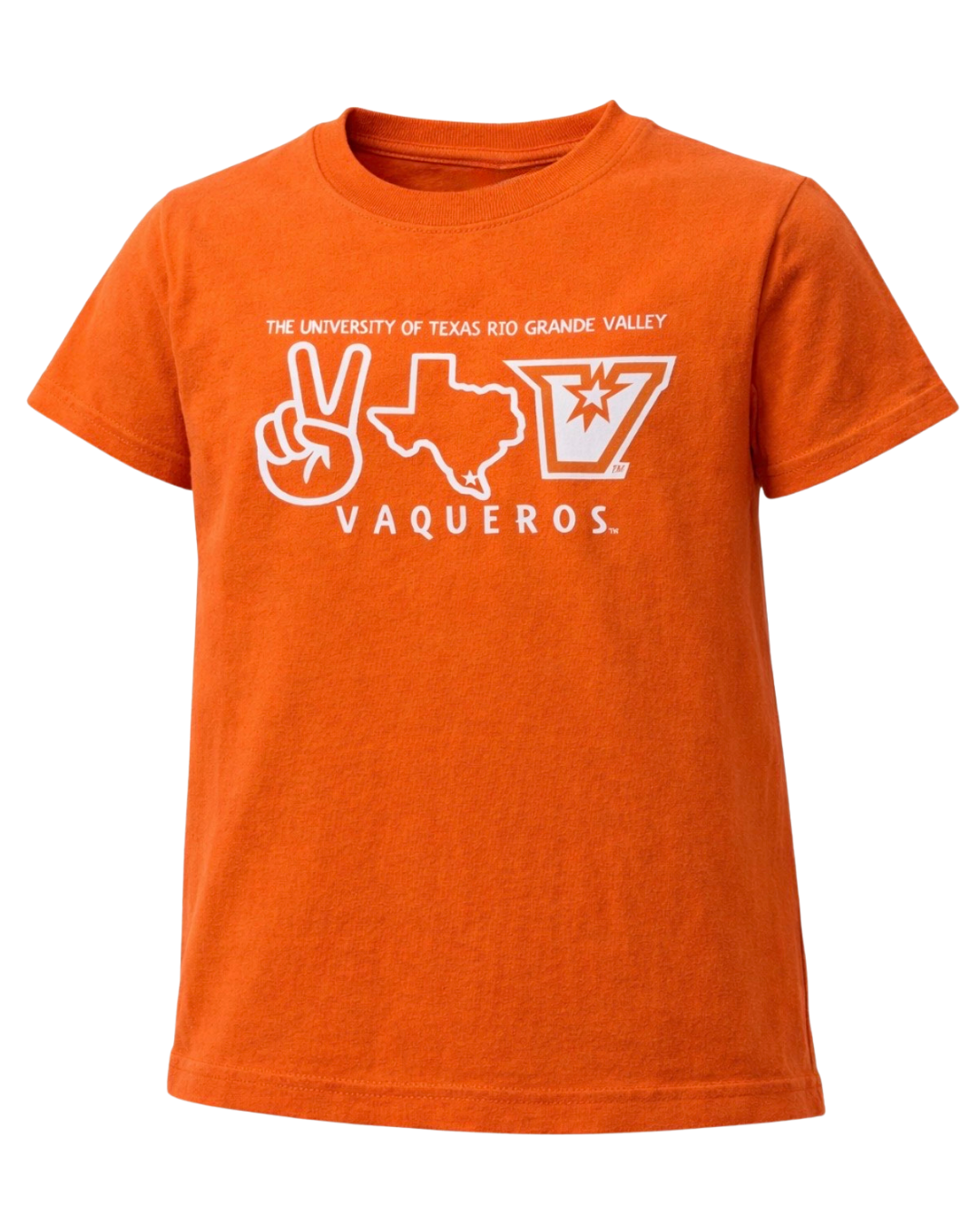 YOUTH V'S Up, TX, Vaqueros Tee-Orange