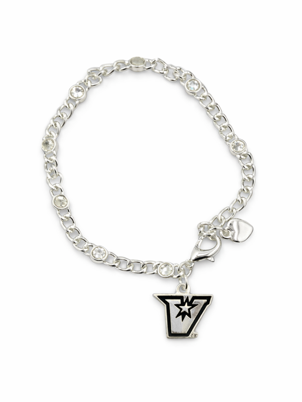 "V" Lydia Silver Charm Bracelet