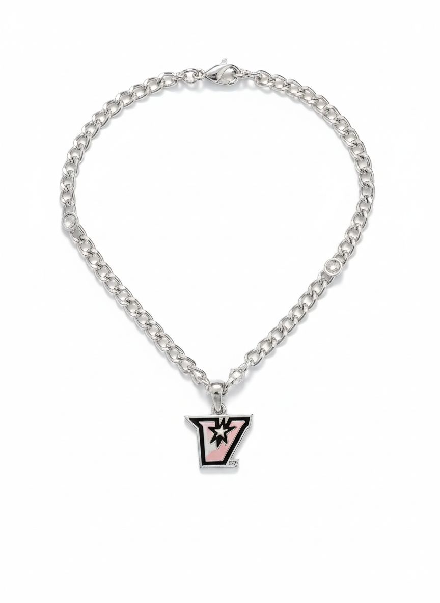 "V" Lydia Silver Charm Necklace