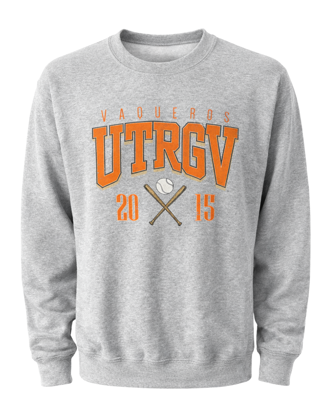 Vaqueros UTRGV Baseball Crewneck Sweater - Grey