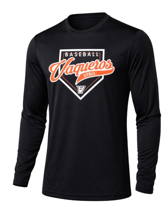 Vaqueros Baseball Script w/ Base LONG Sleeve - Black