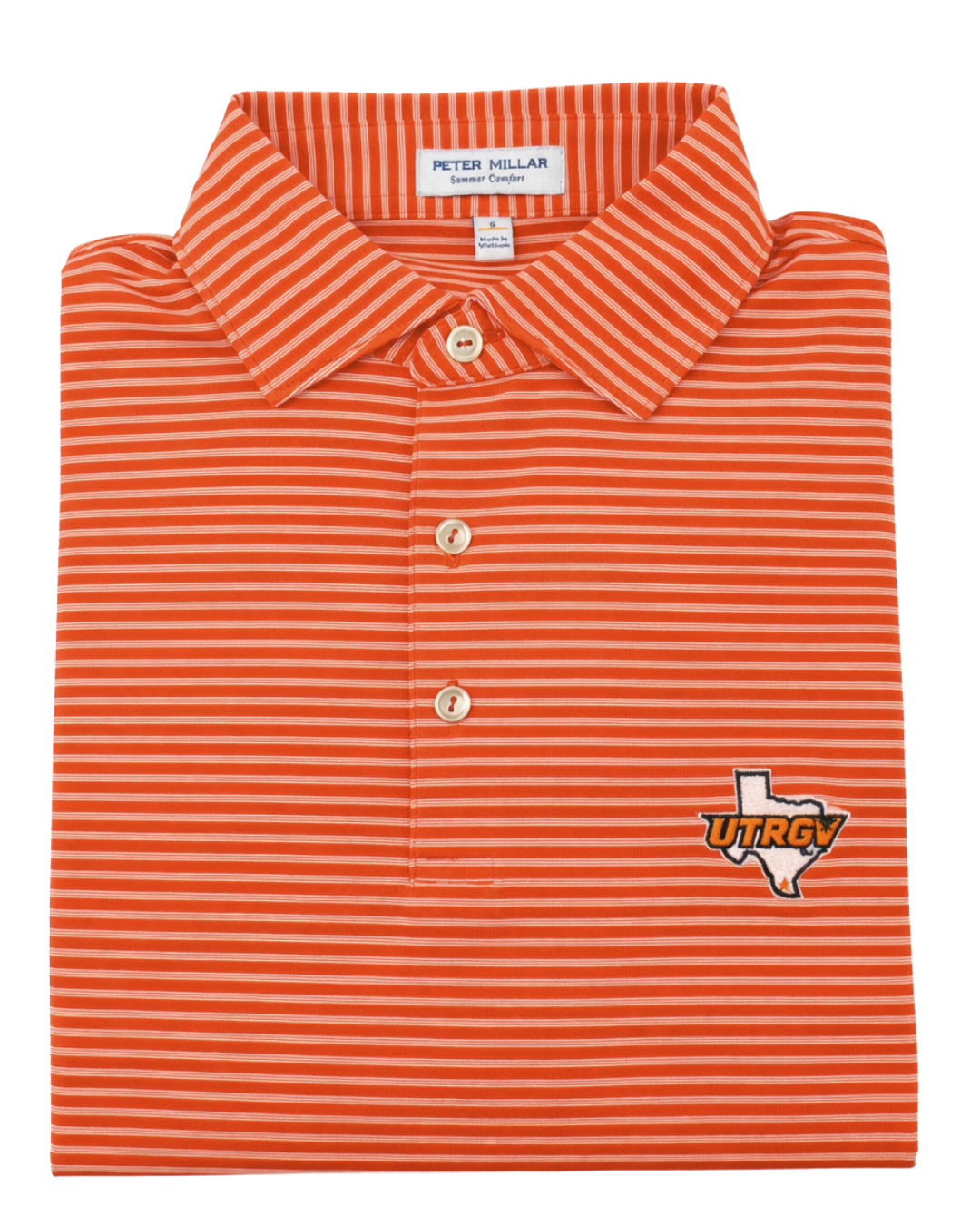 Peter Millar Tiebreaker Triple Striped Performance Jersey Polo - Orange