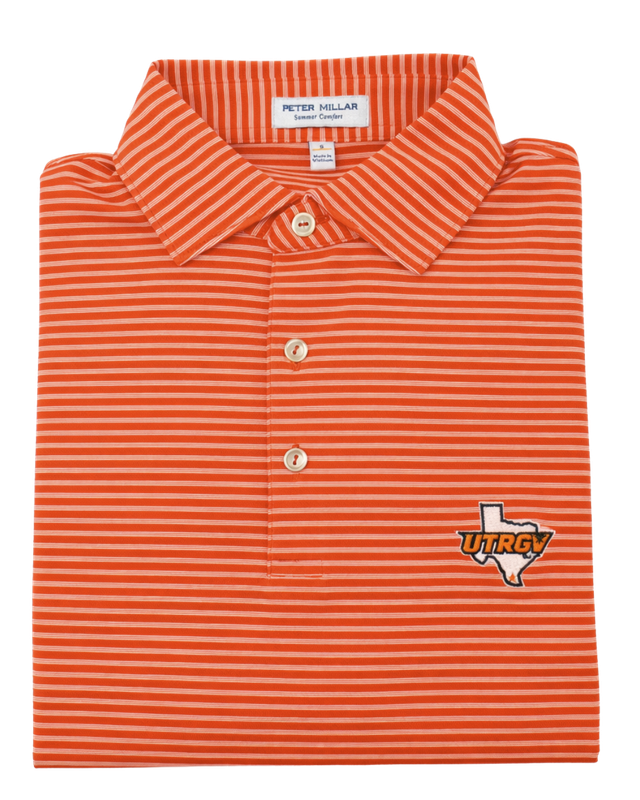 Peter Millar Tiebreaker Triple Striped Performance Jersey Polo - Orange