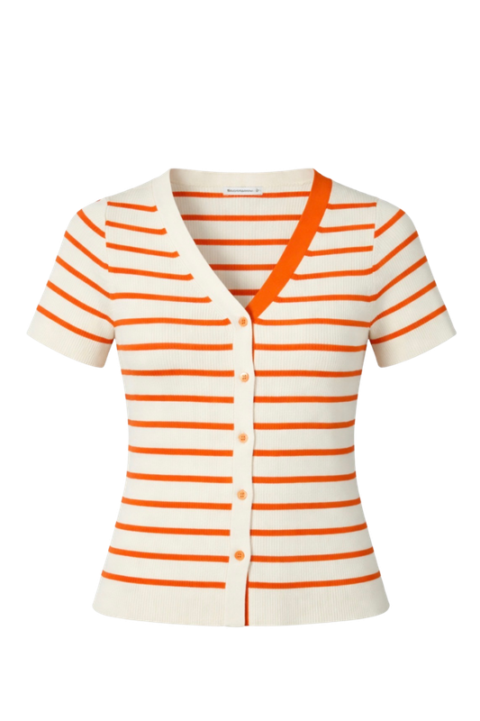 V Neck Stirped Cardigan