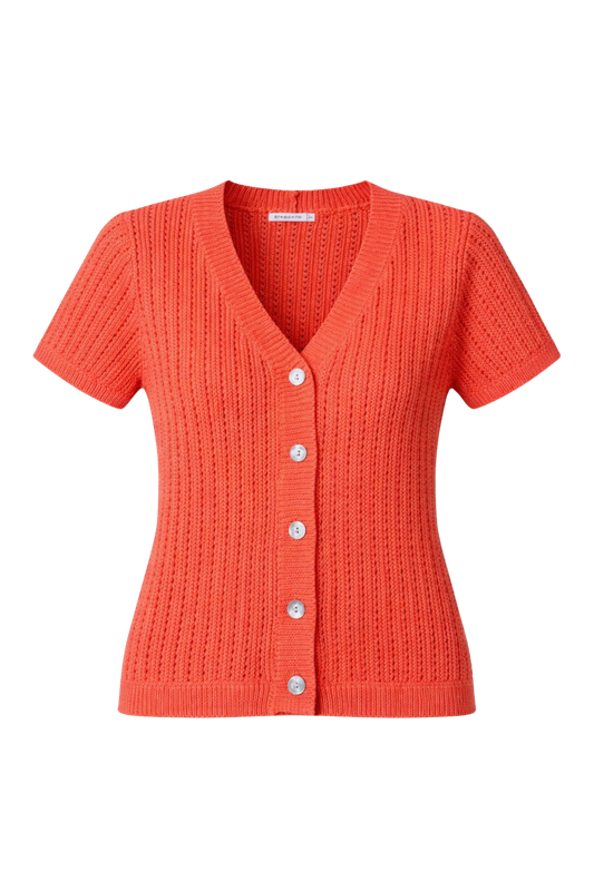 Orange V-Neck Cardigan