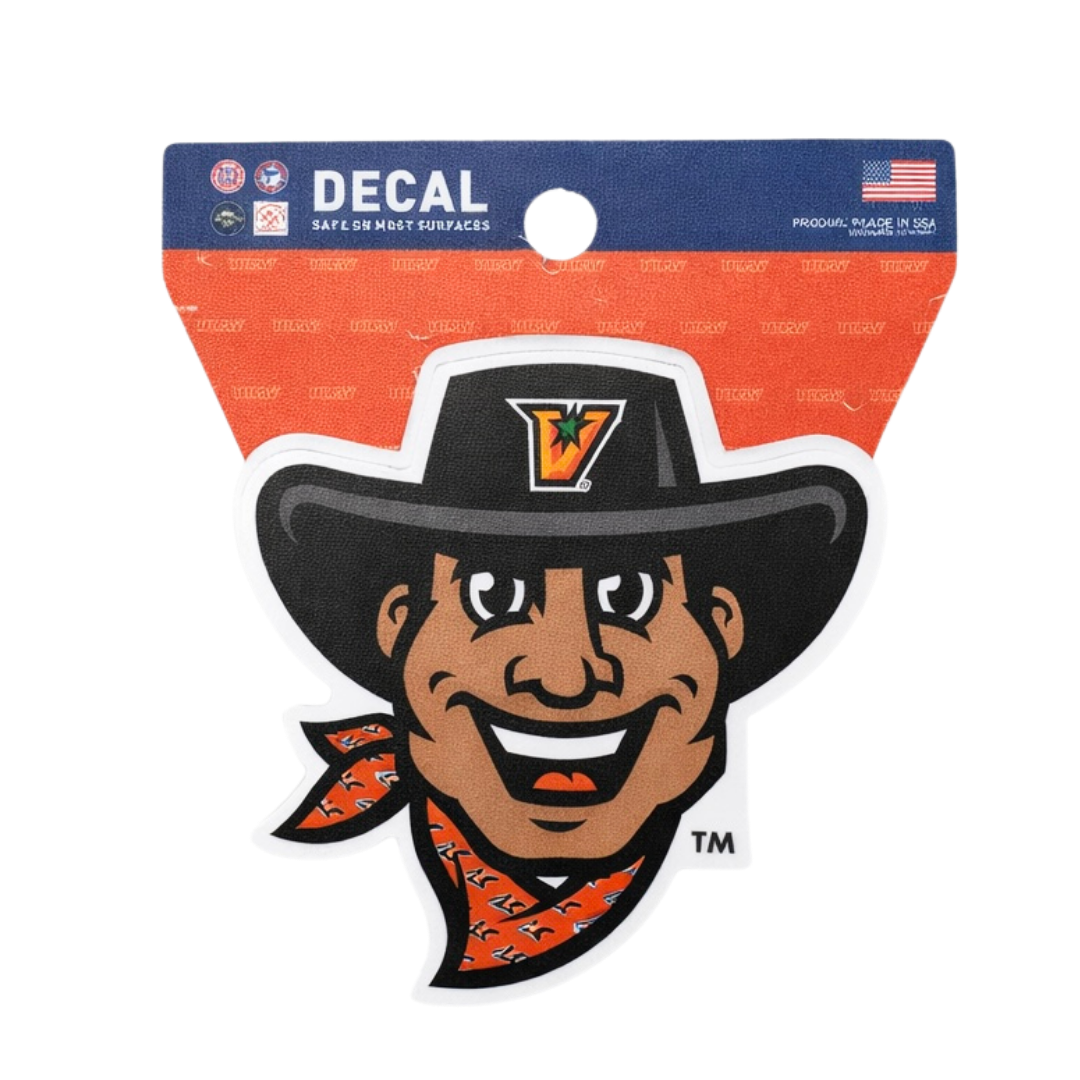 Victory Vaquero Mascot Premium Decal 4" X 4"