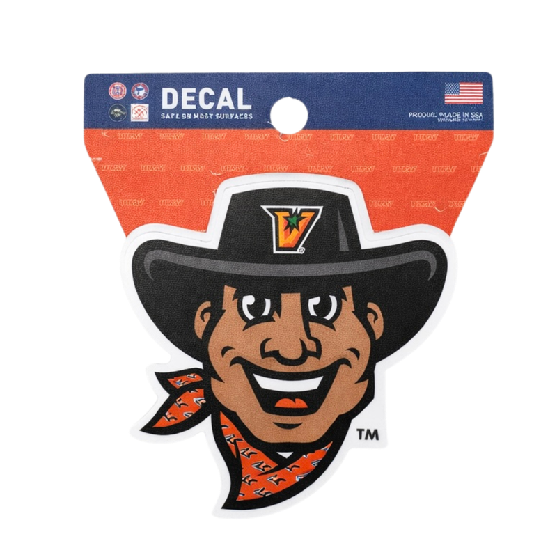 Victory Vaquero Mascot Premium Decal 4" X 4"