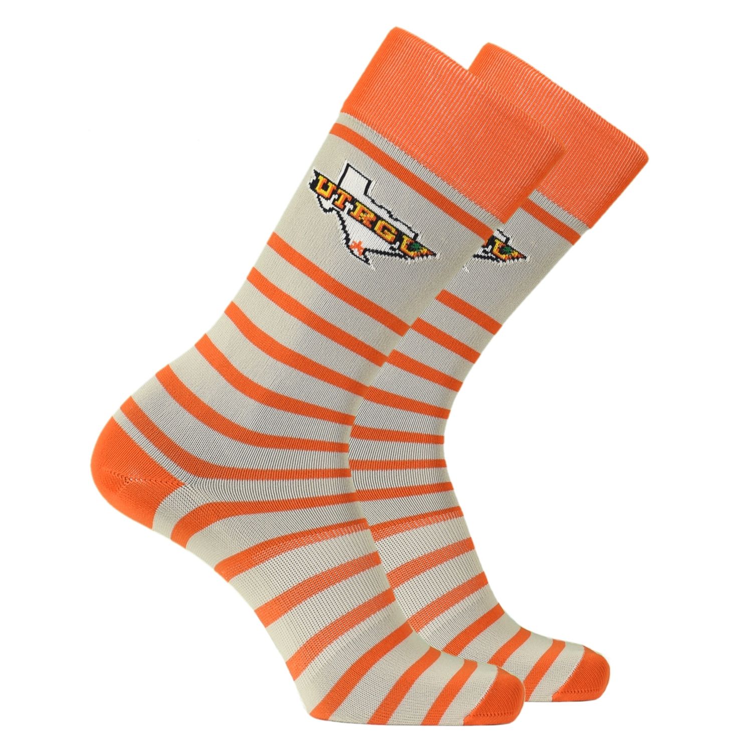 Midcalf Dress Sock -Stiped Orange/Grey