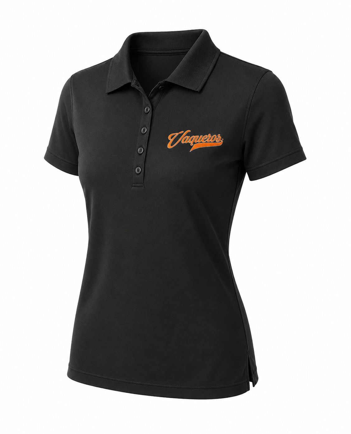 Ladies Orange Vaqueros Script Polo - Black