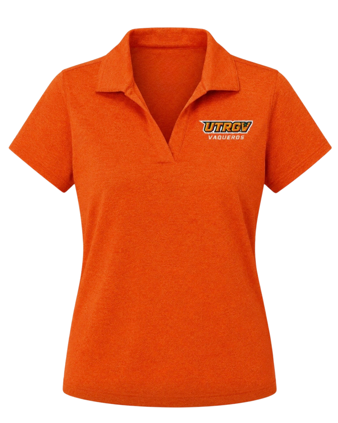 Ladies UTRGV Vaqueros V-Neck Polo - Heather Orange
