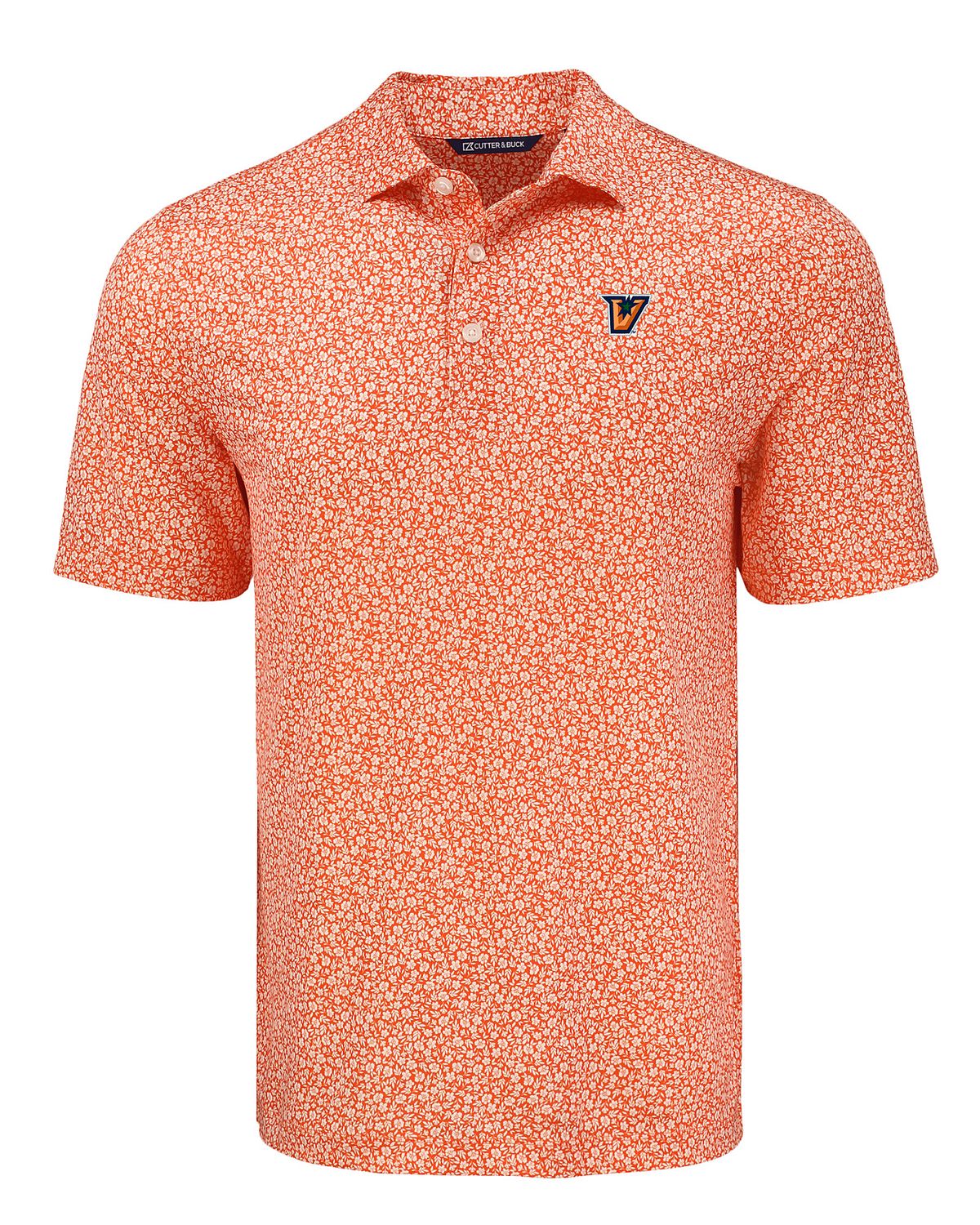 Men's Cutter &amp; Buck "V" Flora Print Polo - Orange