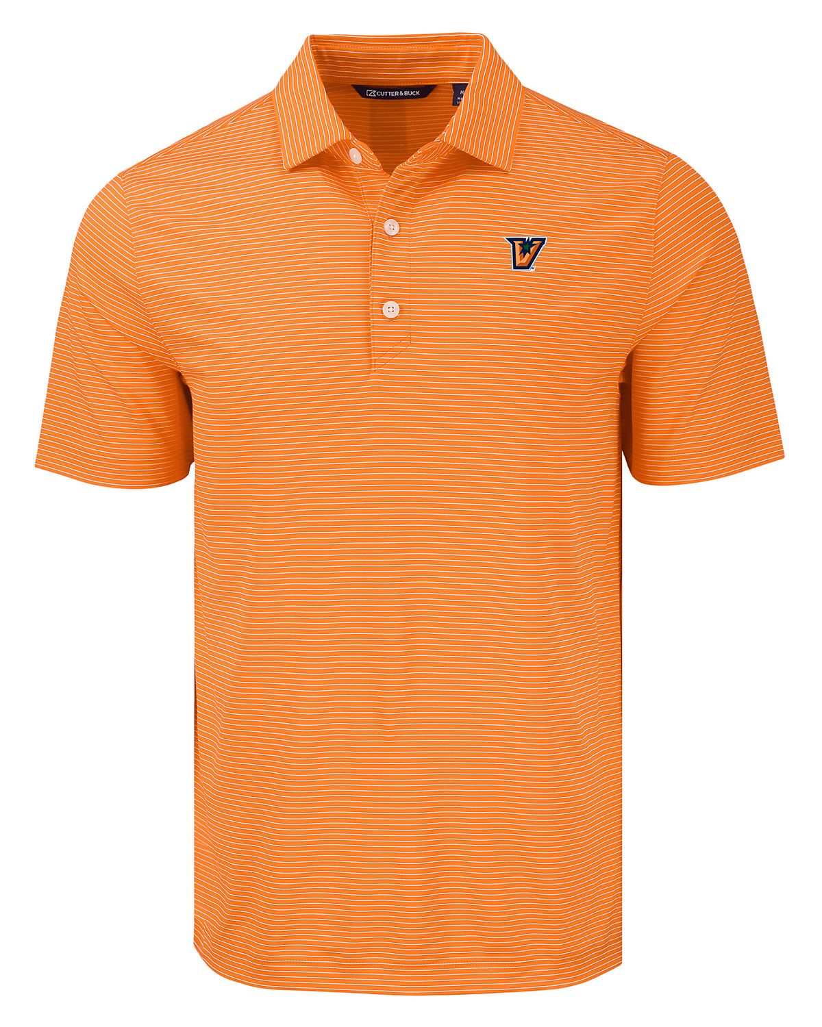 Men's Cutter &amp; Buck "V" Fine Line Striped Polo- Orange