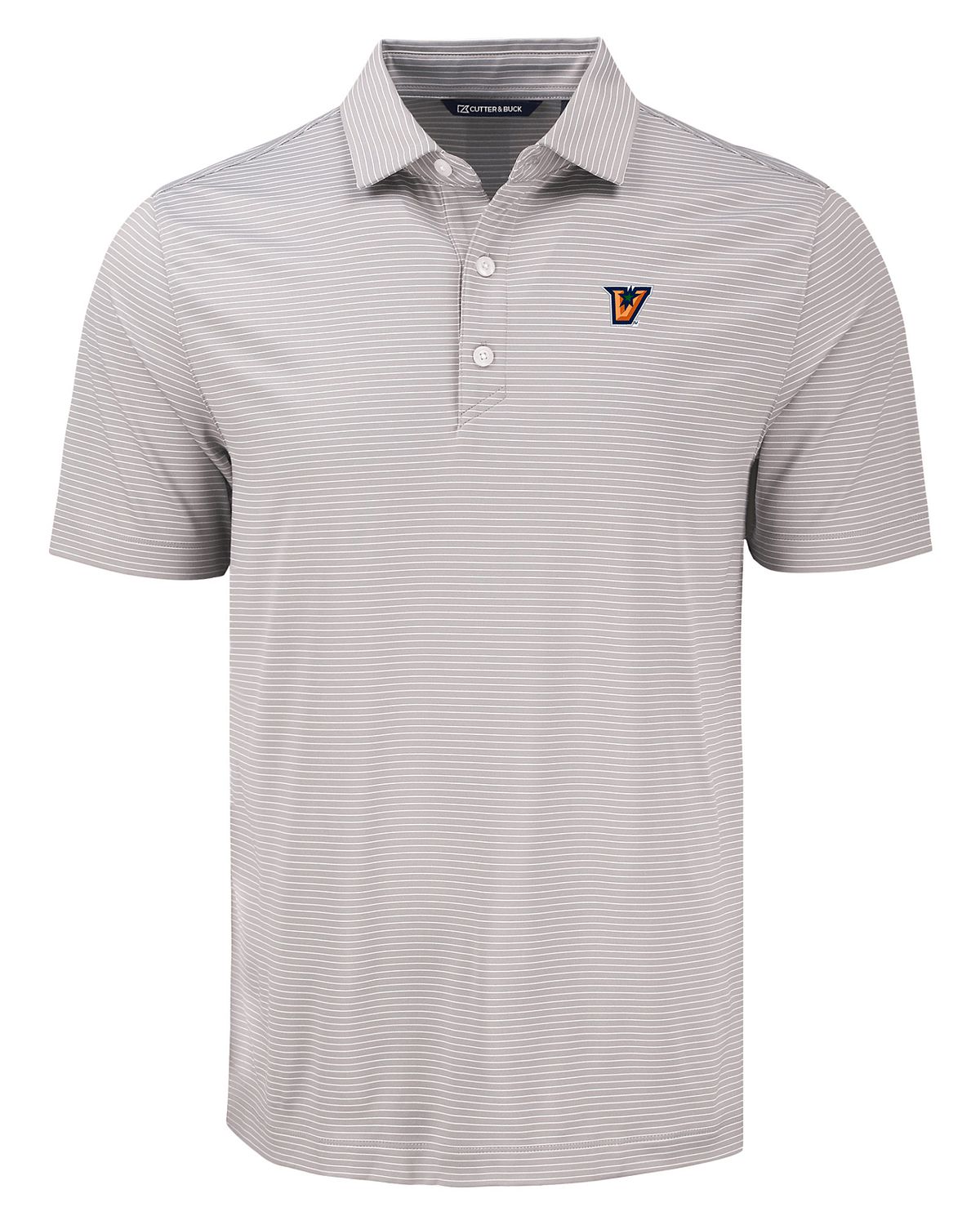 Men's Cutter &amp; Buck "V"  Fine Line Striped Polo- Grey