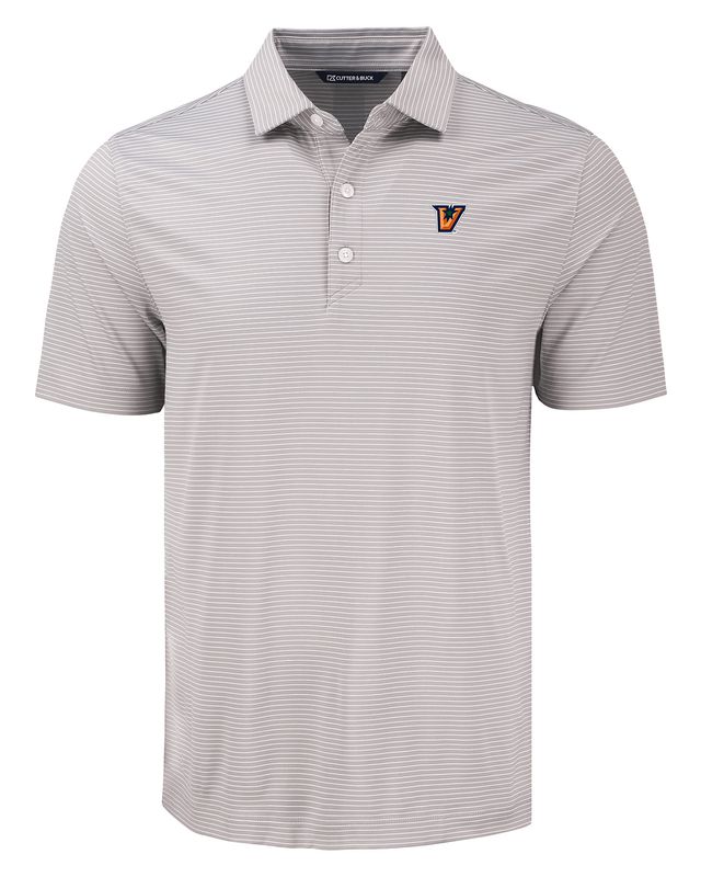 Men's Cutter &amp; Buck "V"  Fine Line Striped Polo- Grey