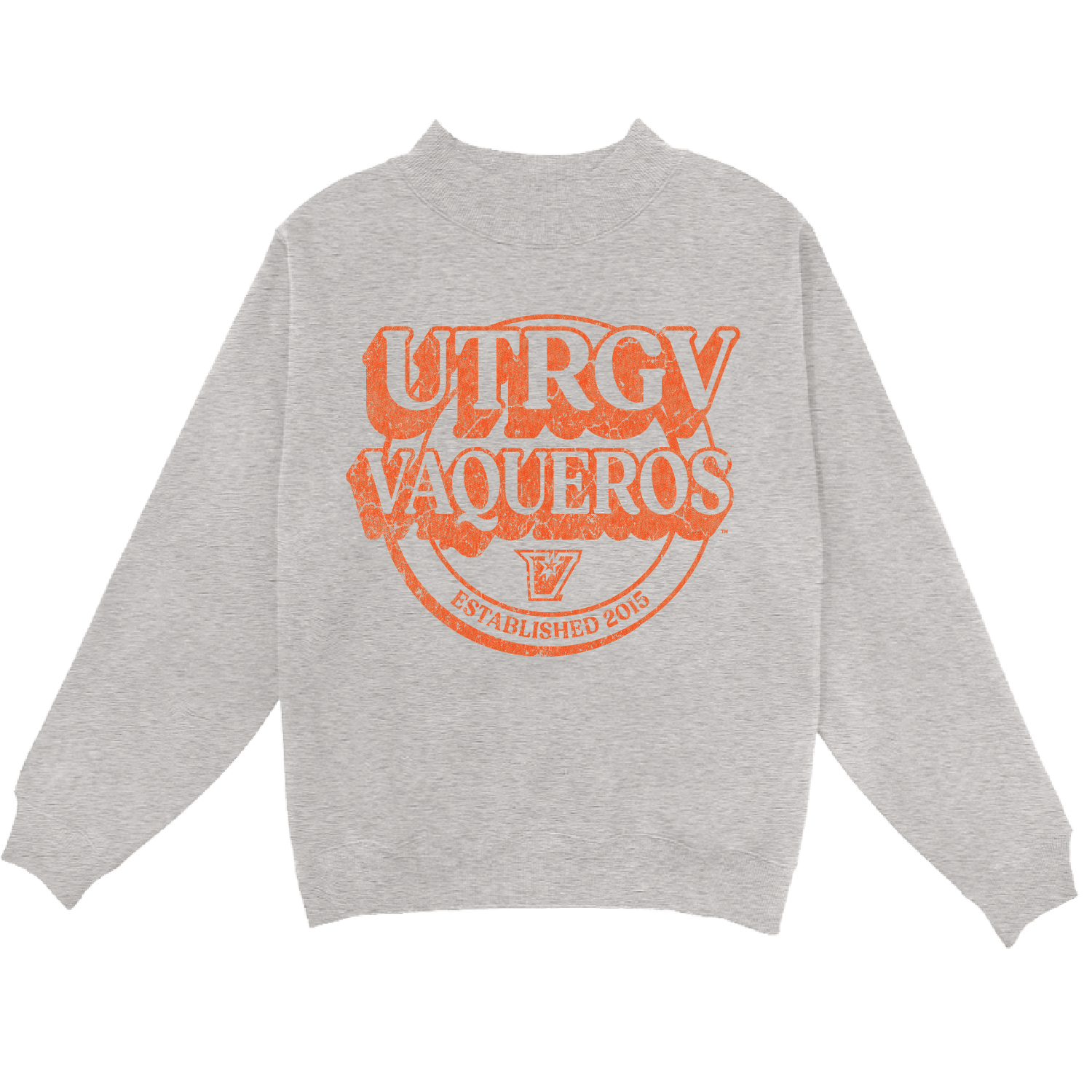 Ladie's Self Study Mock Neck Sweater - Heather Grey