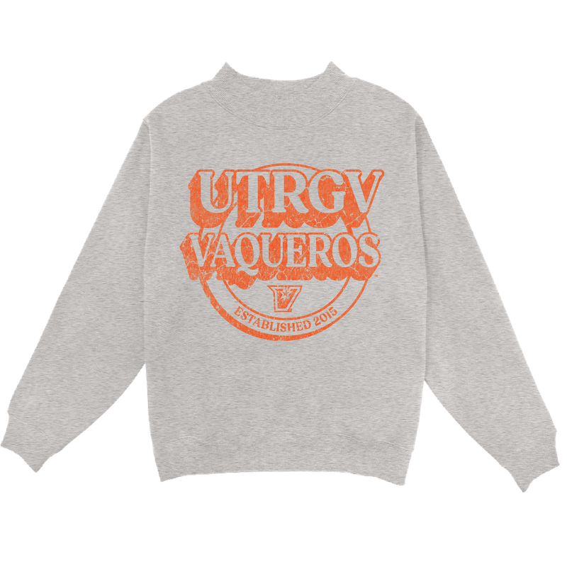 Ladie's Self Study Mock Neck Sweater - Heather Grey