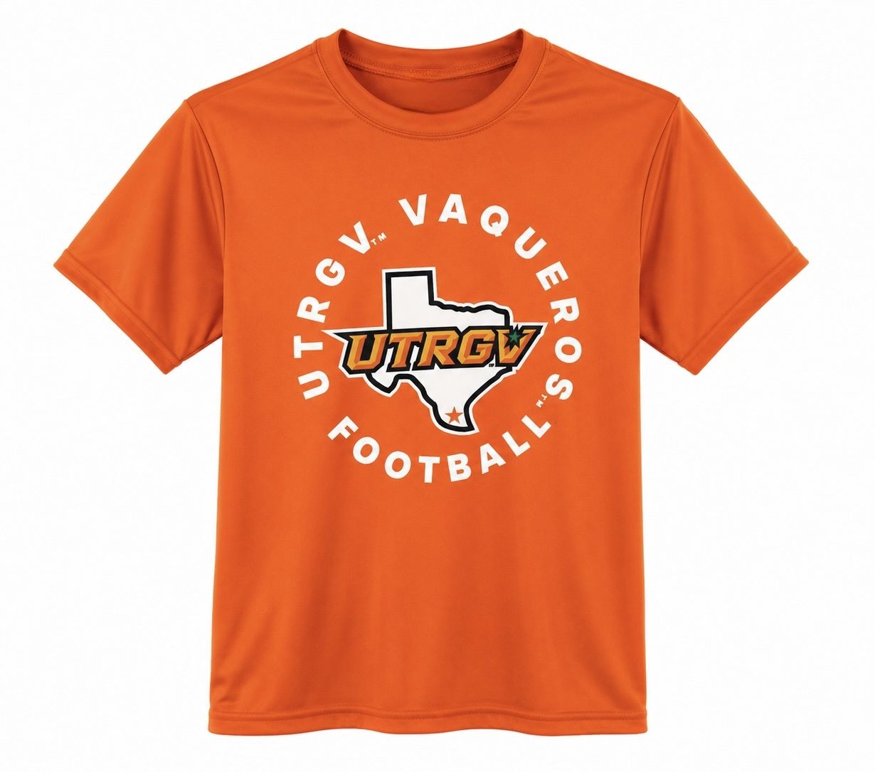 YOUTH UTRGV Vaqueros Football Circle Dri-Fit T-Shirt - Orange