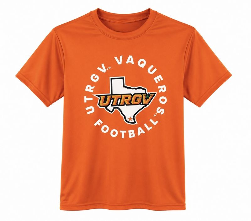 YOUTH UTRGV Vaqueros Football Circle Dri-Fit T-Shirt - Orange
