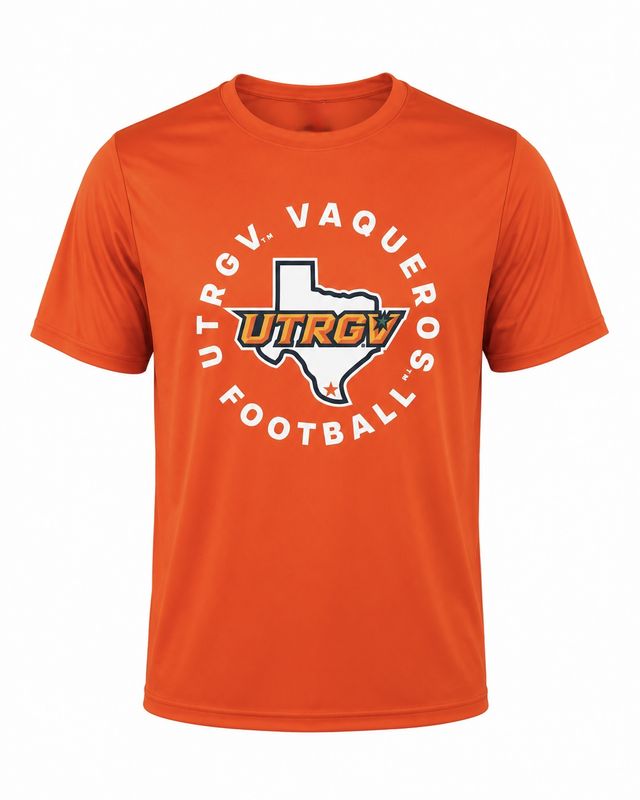UTRGV Vaqueros Football Circle Dri-Fit T-Shirt - Orange