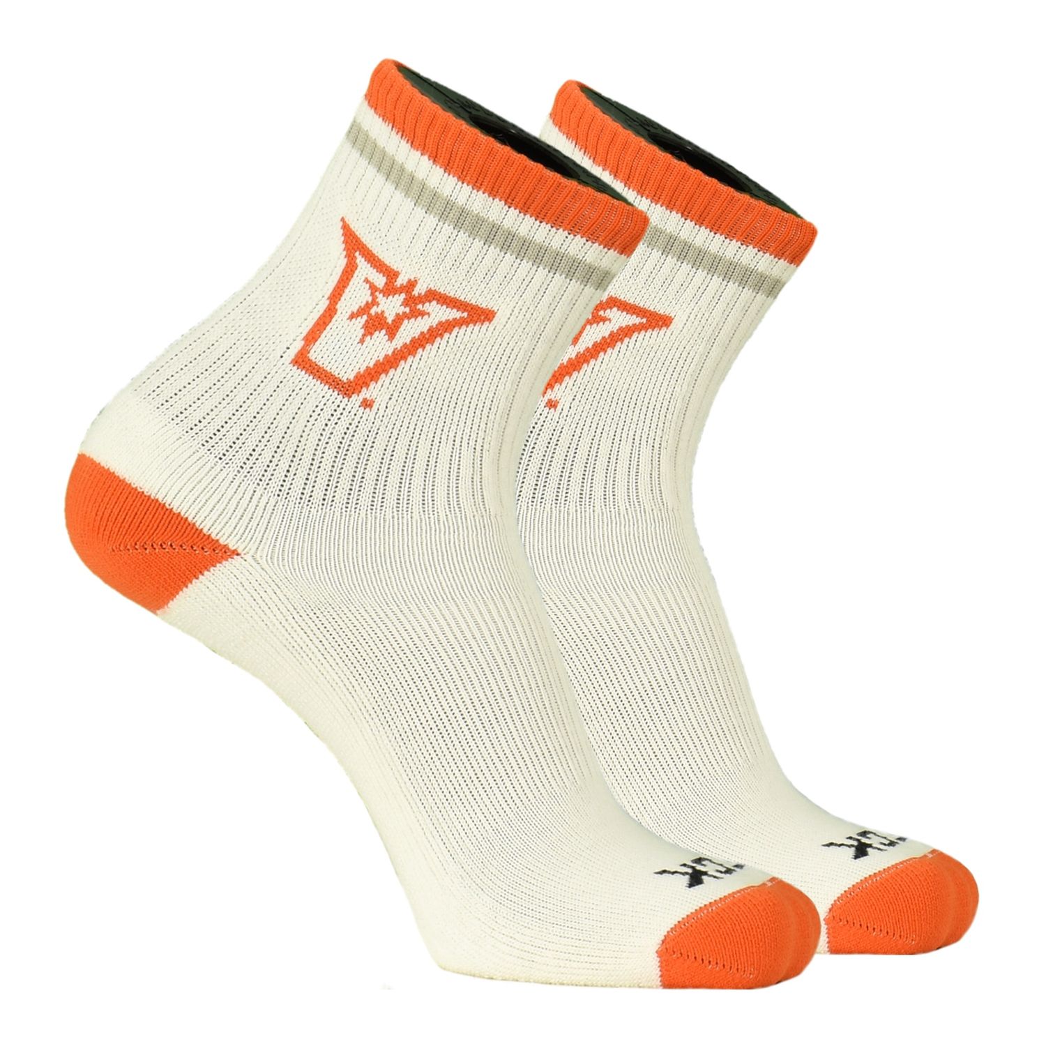 "V" Short Crew Sock Orange/Grey Striped